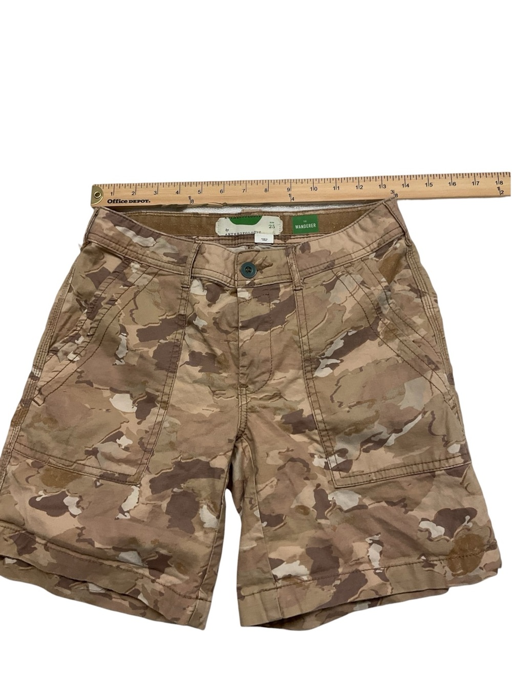 Anthropologie The Wanderer Camo Utility Shorts Brown Camouflage 25